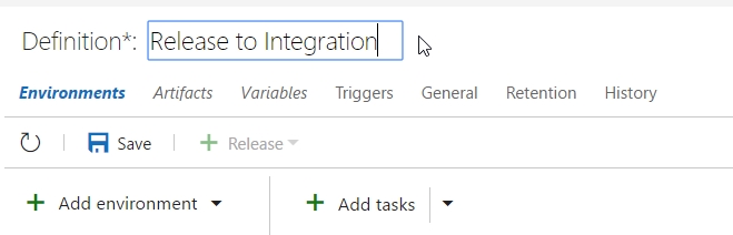 The Definition field now displays Release to Integration.